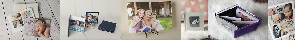 Product sample photos - Cards, small albums, canvas, large albums, collage prints