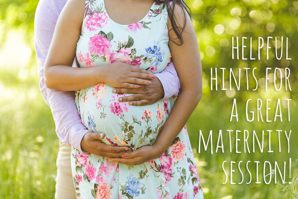Pregnant mother and father wrapping hands around belly - Helpful Hints for a Great Maternity Session