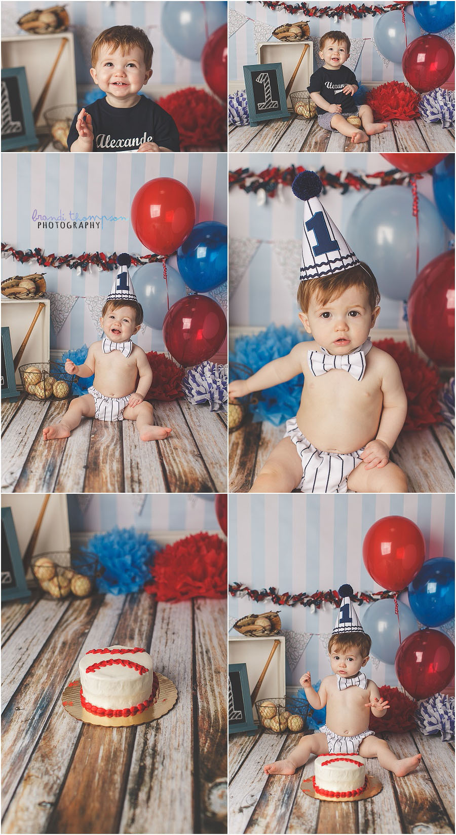 vintage baseball first birthday cake smash in plano, tx studio