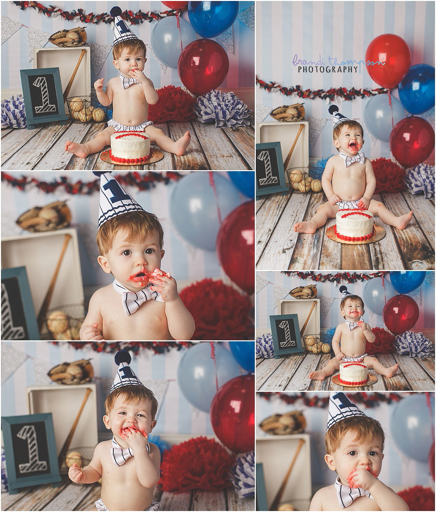 vintage baseball first birthday cake smash in plano, tx studio