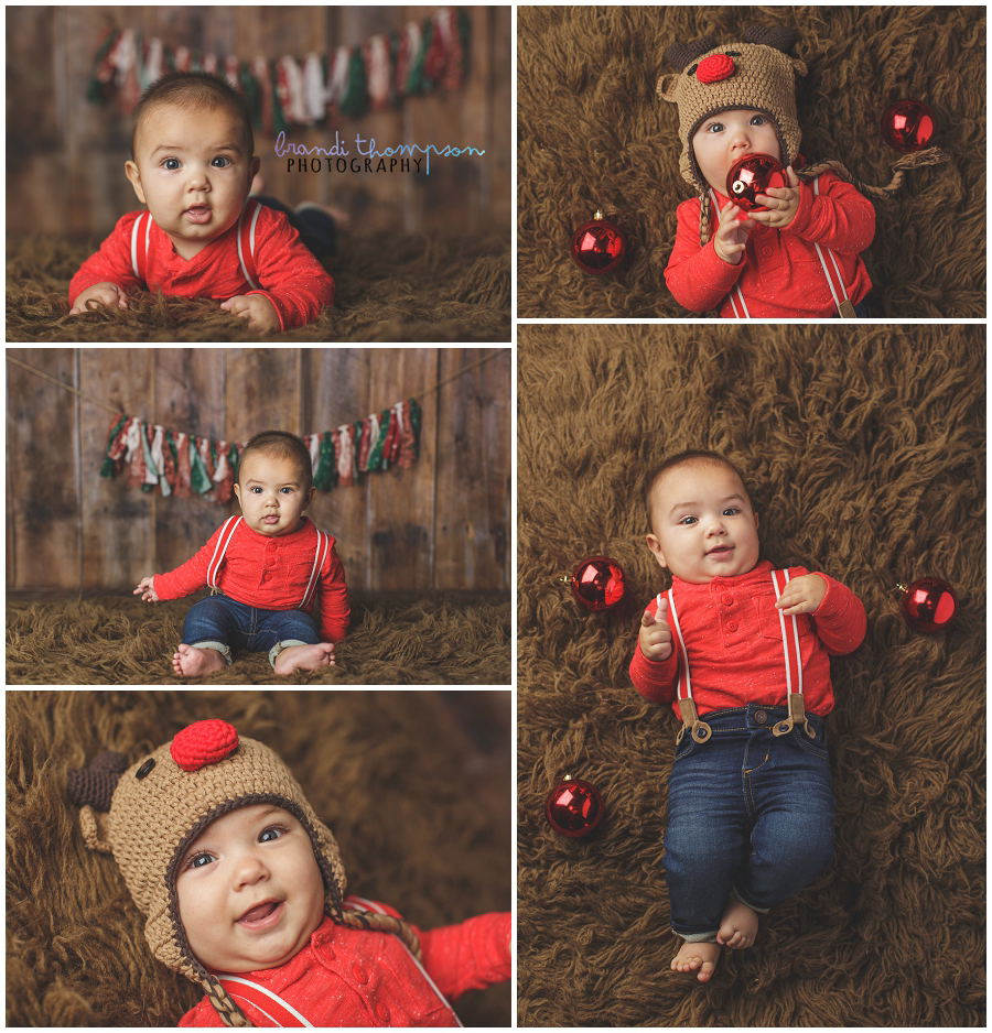 christmas themed six month milestone session in plano, tx studio