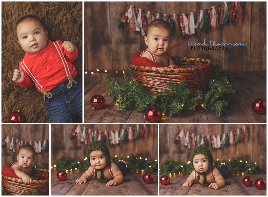 christmas themed six month milestone session in plano, tx studio