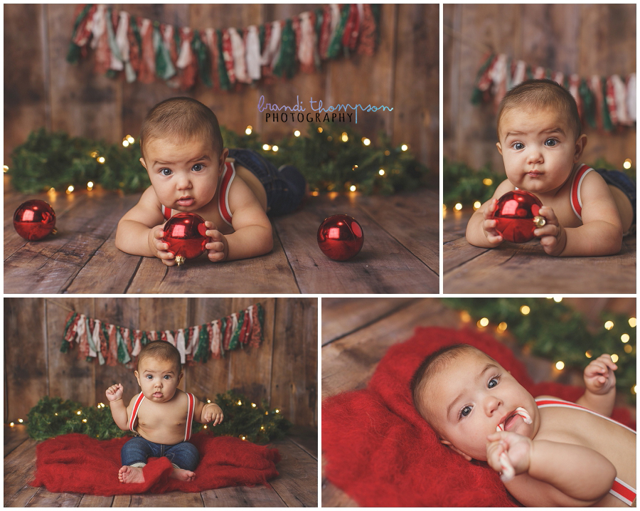 christmas themed six month milestone session in plano, tx studio