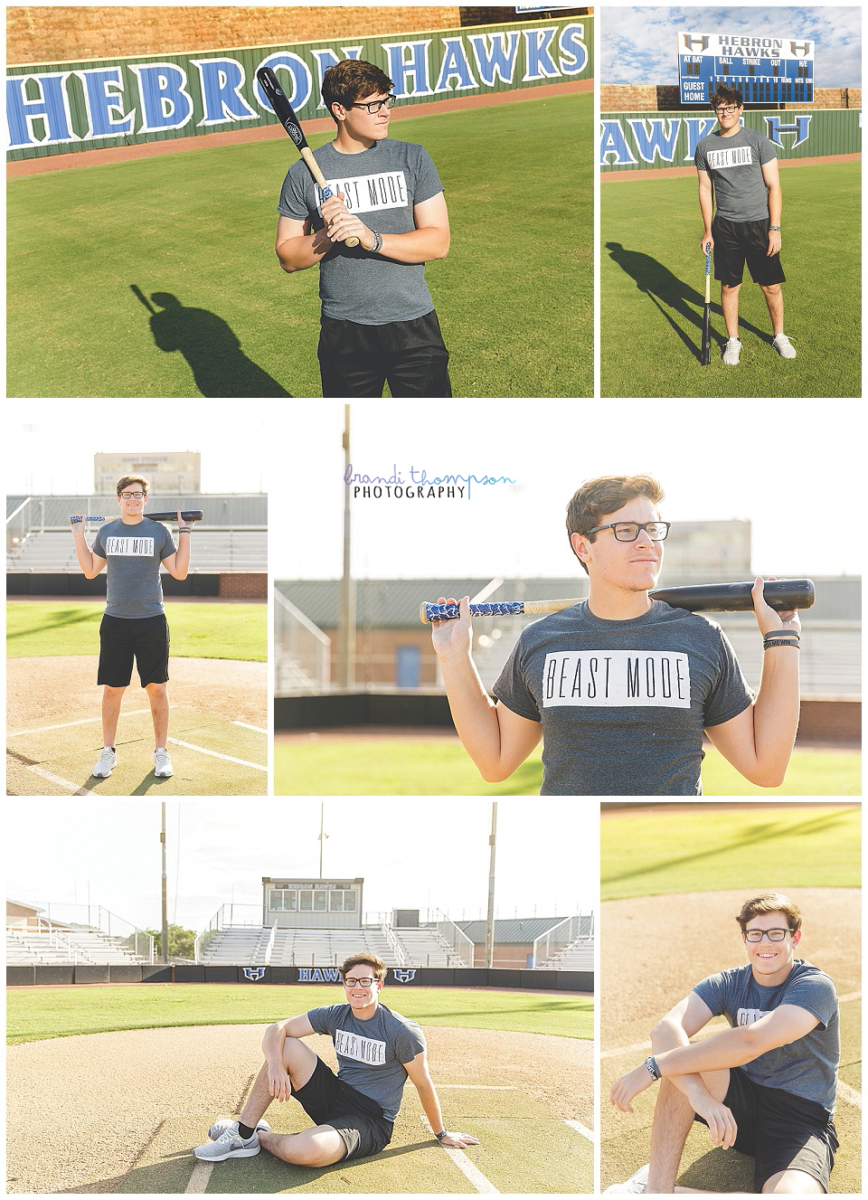 outdoor senior session at a carrollton baseball field with senior boy