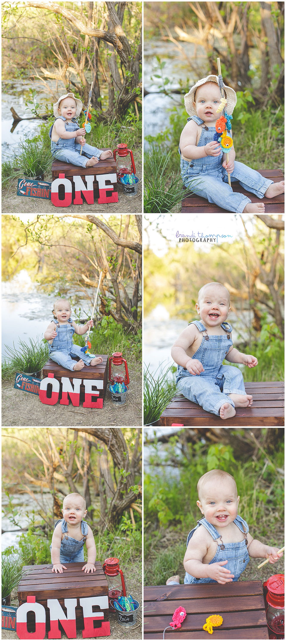 fishing themed first birthday cake smash session with a baby boy outdoors at arbor hills nature preserve in plano,tx