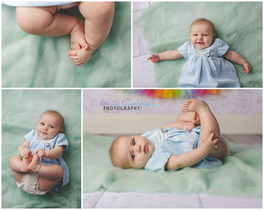 six month old baby girl milestone images in plano, tx photography studio