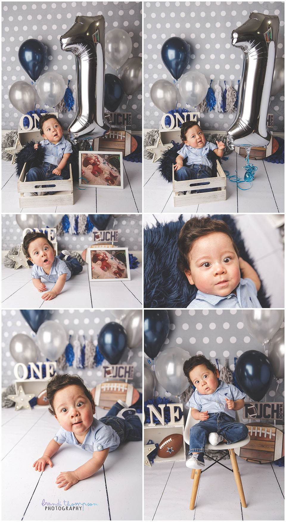 dallas cowboys football themed cake smash in plano, tx studio with one year old baby boy