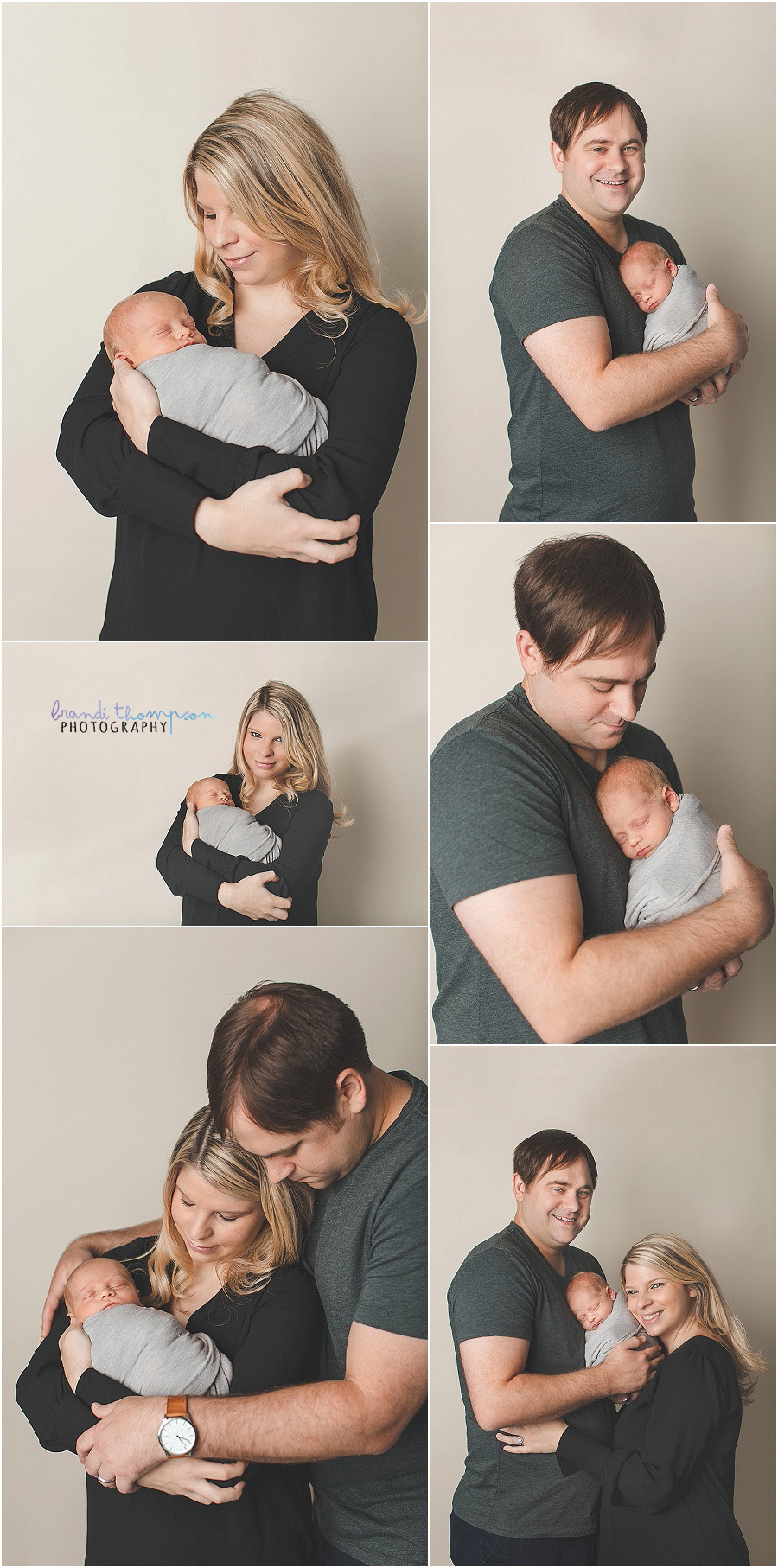 Plano studio newborn photography, newborn with parents