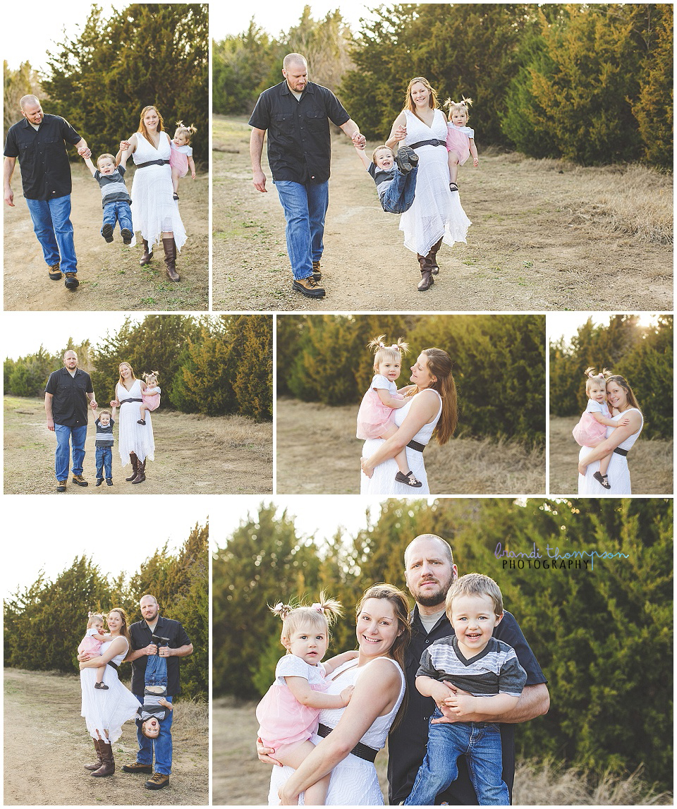 outdoor family maternity photos with two toddlers at arbor hills in plano, tx