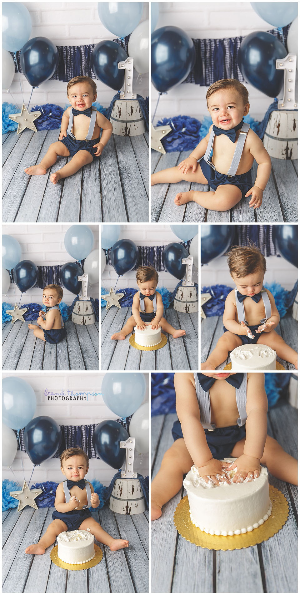 navy, blue and white preppy baby boy cake smash in plano, tx studio