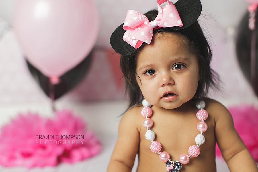 plano cake smash, minnie mouse cake smash, plano baby photographer