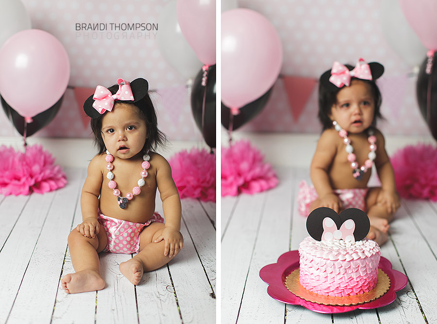 plano cake smash, minnie mouse cake smash, plano baby photographer