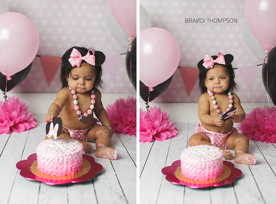 plano cake smash, minnie mouse cake smash, plano baby photographer