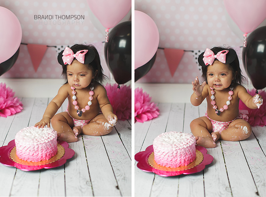 plano cake smash, minnie mouse cake smash, plano baby photographer