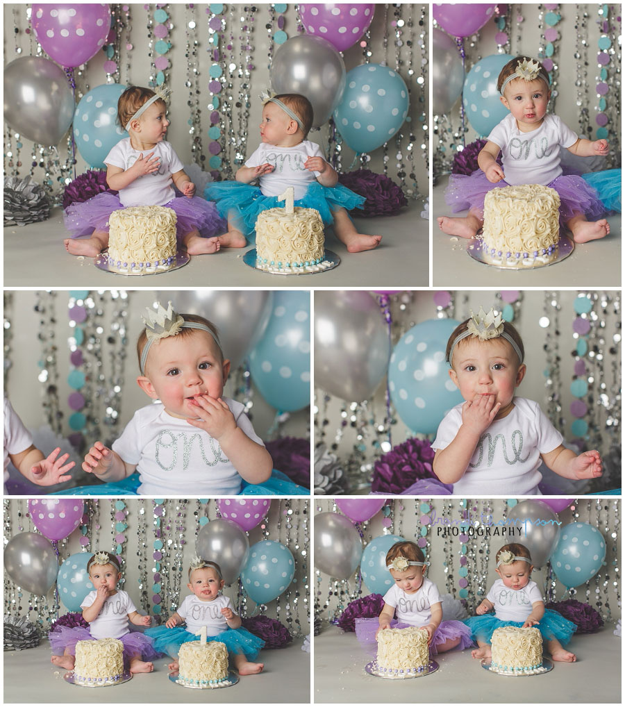 plano first birthday twin photographer, twin cake smash