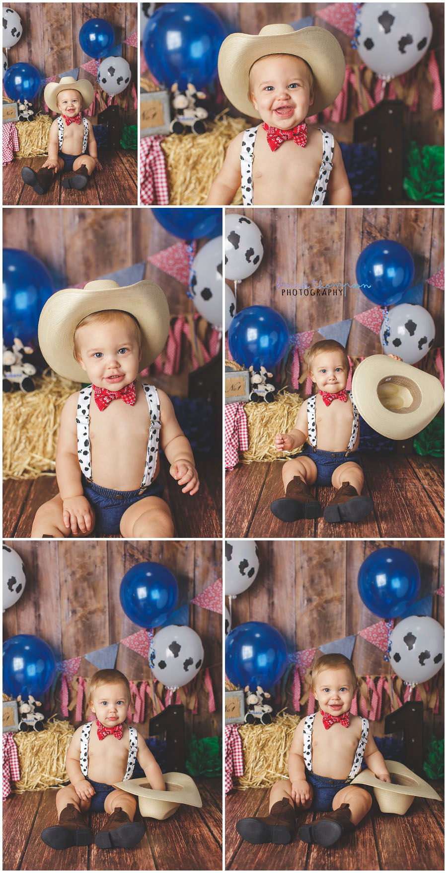 plano cake smash photography in studio, cowboy theme cake smash