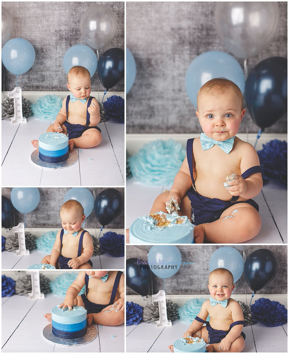 cake smash session in studio in plano, tx with a one year old baby boy