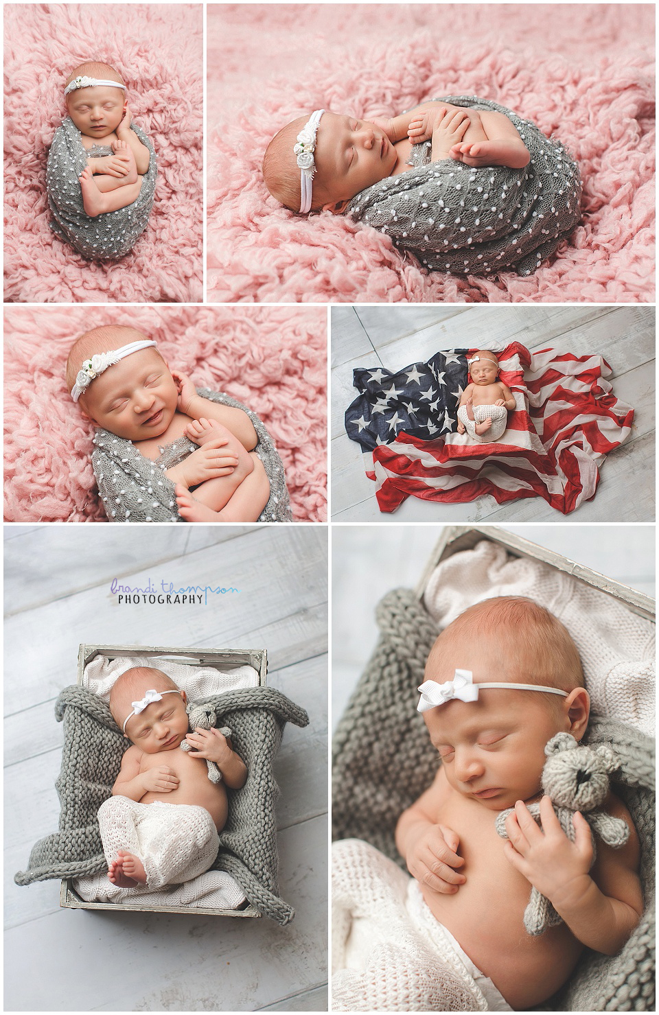 newborn baby girl in plano newborn photography studio
