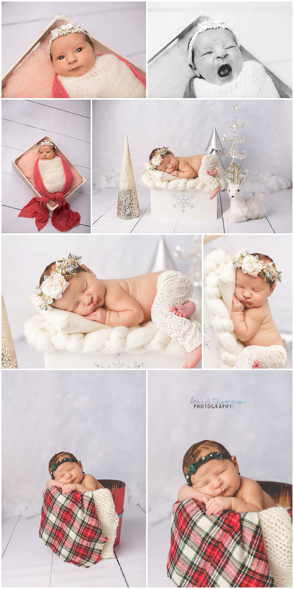 newborn baby girl winter and Christmas themed newborn photos in plano, tx studio