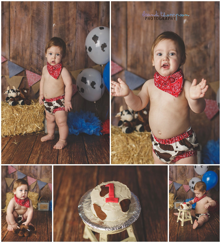 cowboy cake smash for a first birthday in plano, tx studio