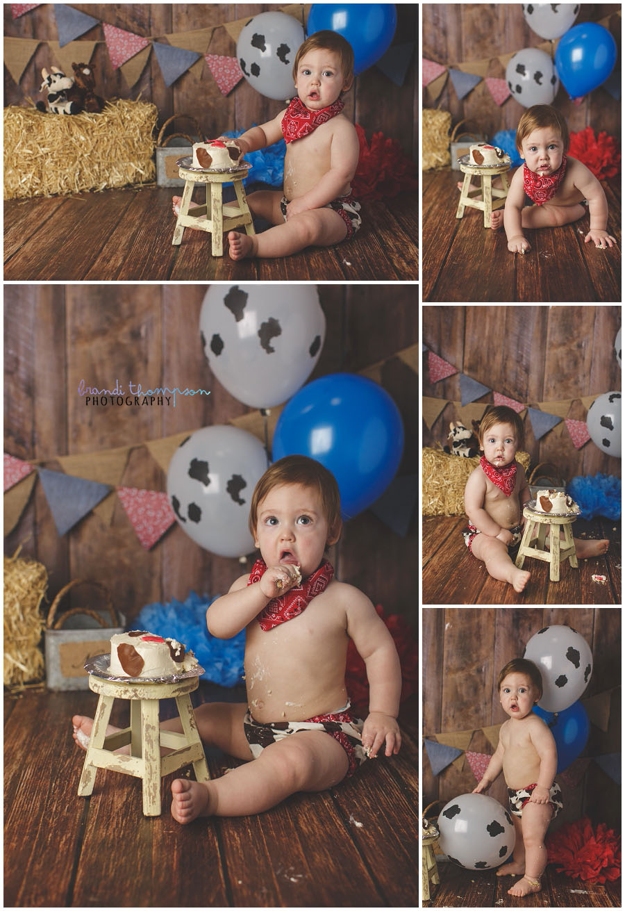 cowboy cake smash for a first birthday in plano, tx studio