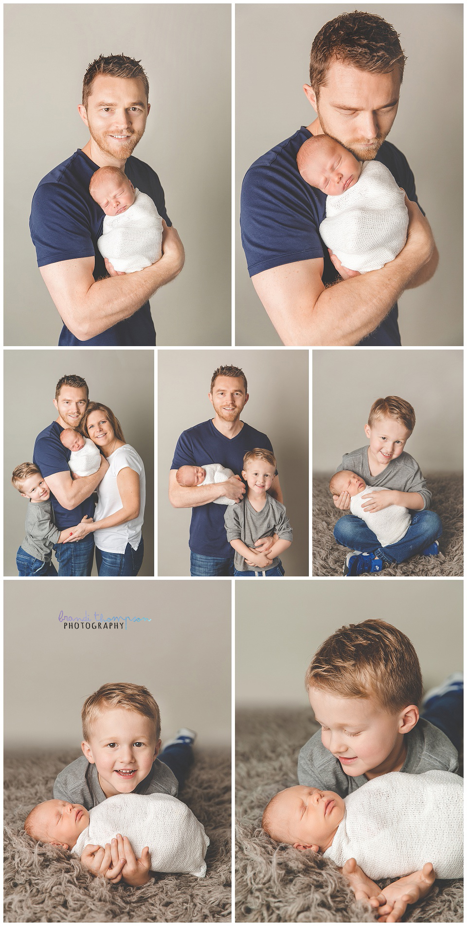 Studio family portraits in plano, tx with neutral backdrop and newborn boy