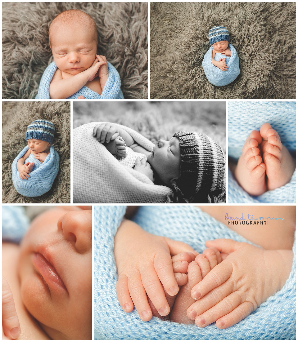 newborn baby boy sleeping in blue and gray backdrop in plano,tx studio