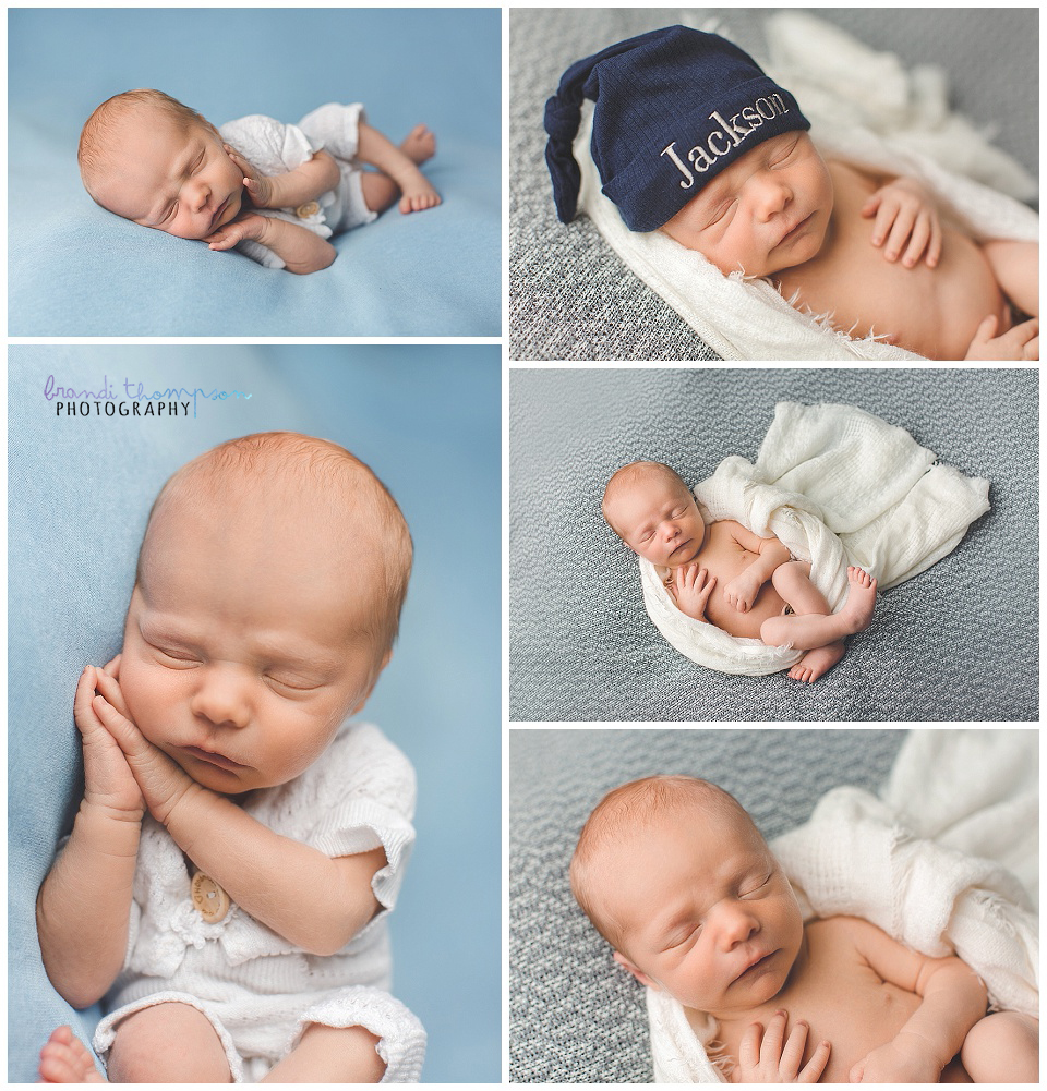 newborn baby boy with blue and gray backdrops, in plano,tx photography studio