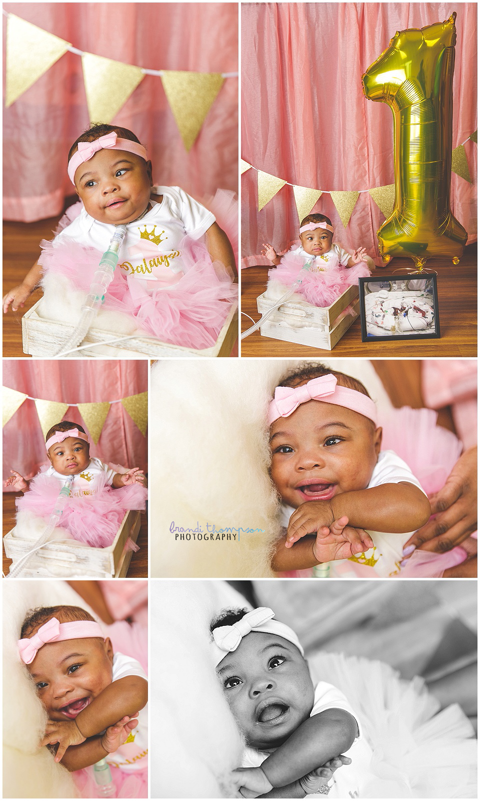 first birthday session pink and gold with baby girl