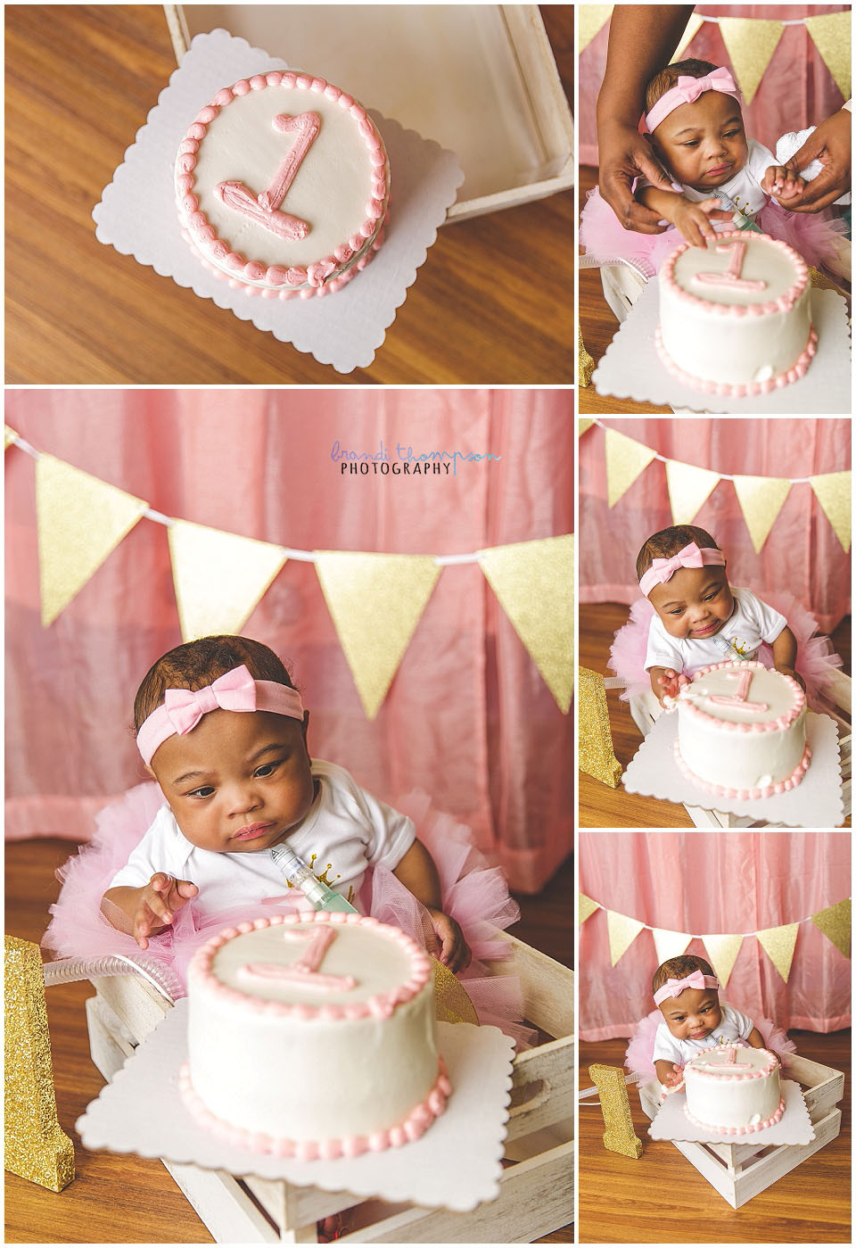 first birthday session pink and gold with baby girl
