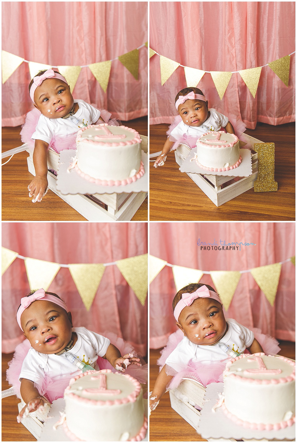 first birthday session pink and gold with baby girl