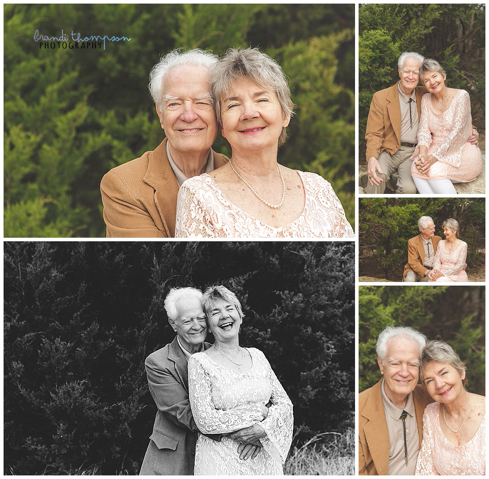 older couple in love in early spring at arbor hills nature preserve in plano, tx