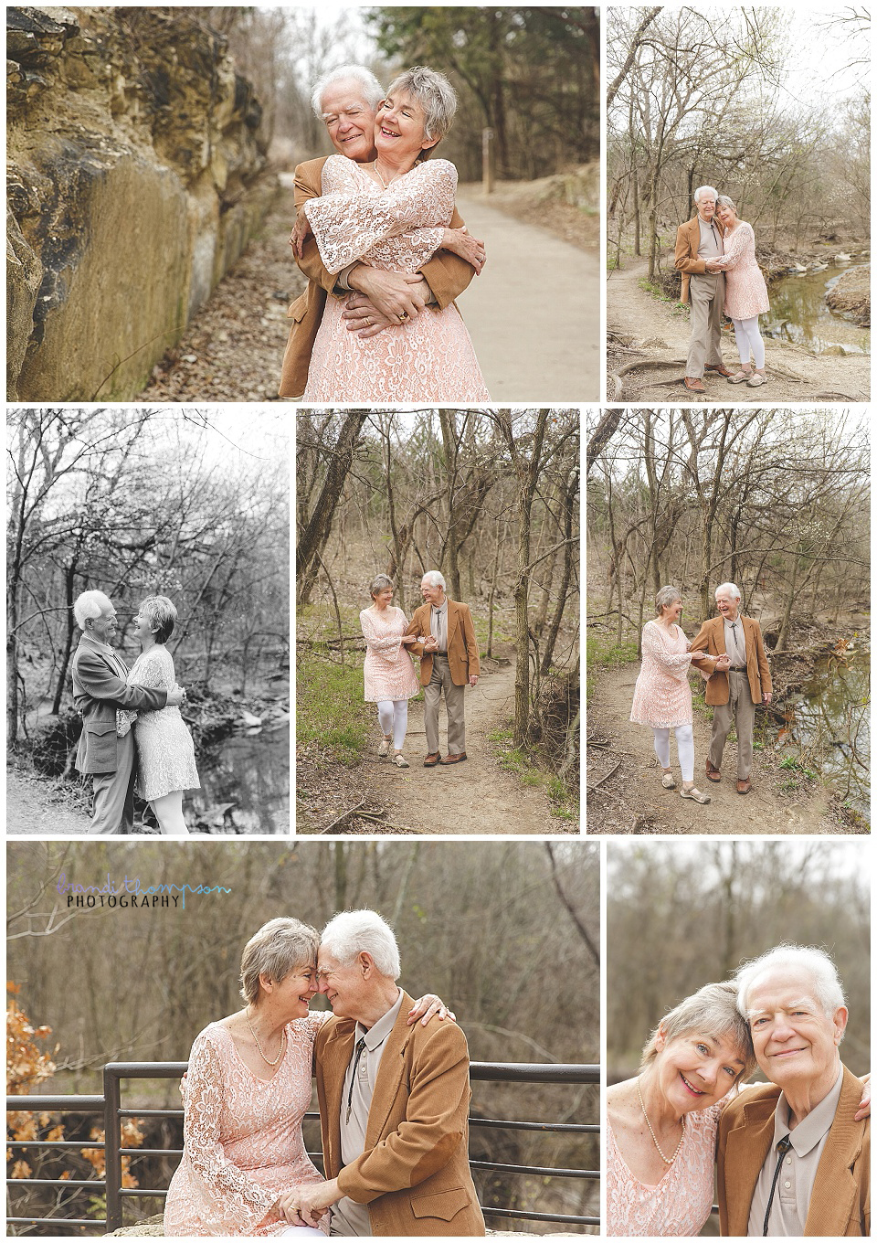 older couple in love in early spring at arbor hills nature preserve in plano, tx