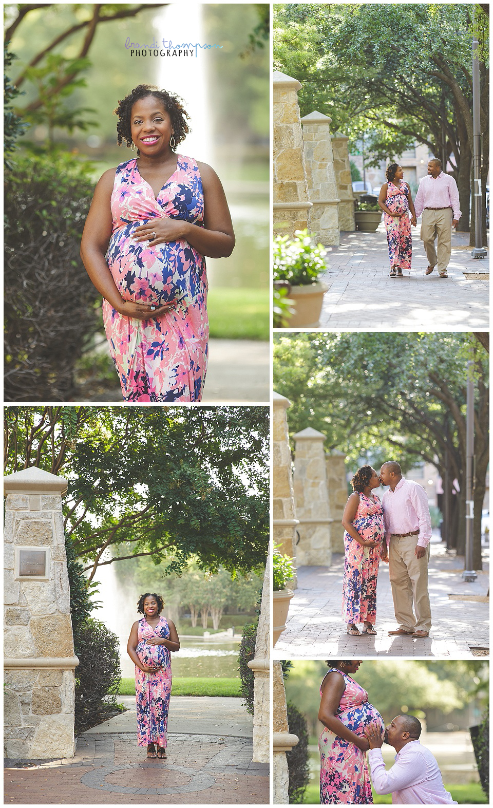 outdoor plano maternity session with couple in pink