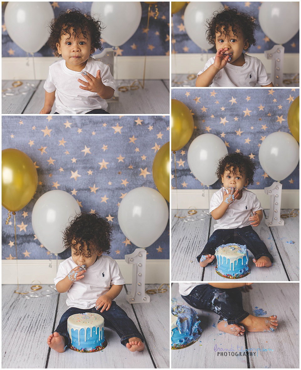 plano first birthday session, minimal star cake smash