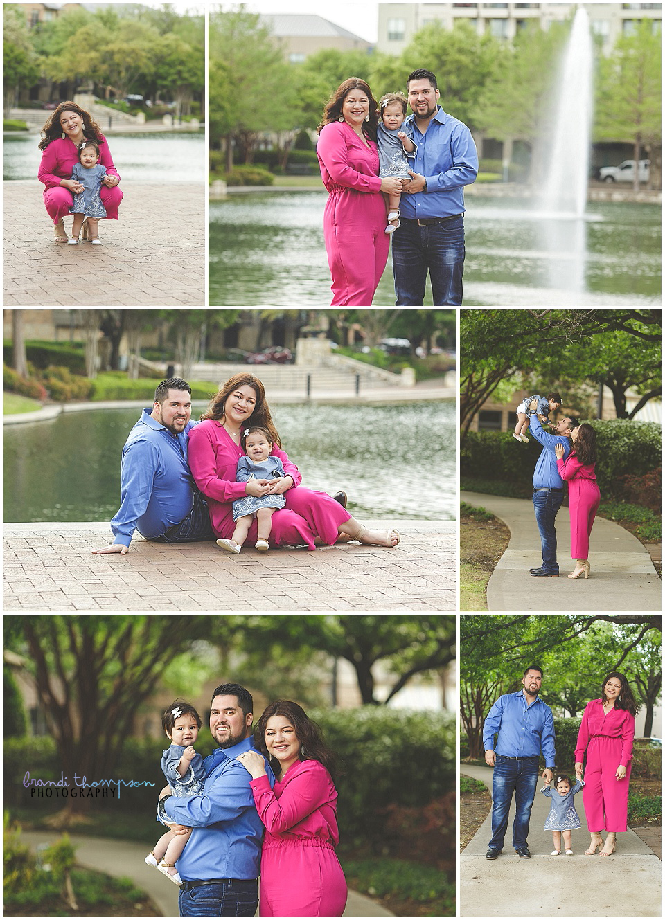 outdoor family photos with a one year old baby girl at shops at legacy in plano, tx