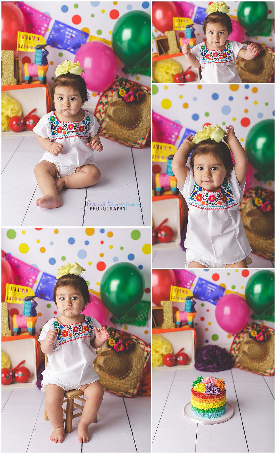 cinco de mayo Mexican themed cake smash session with a baby girl in a plano, tx studio