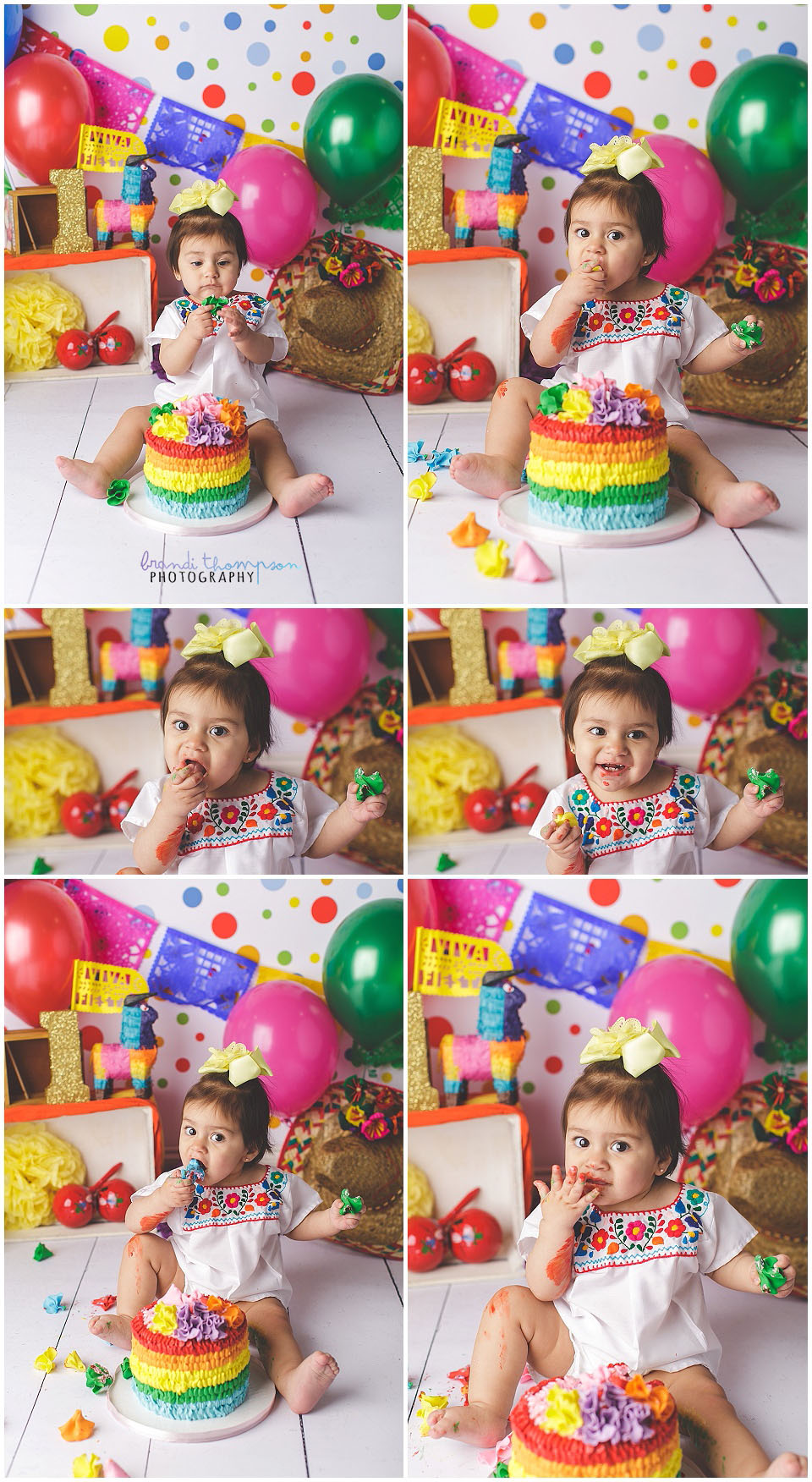 cinco de mayo Mexican themed cake smash session with a baby girl in a plano, tx studio