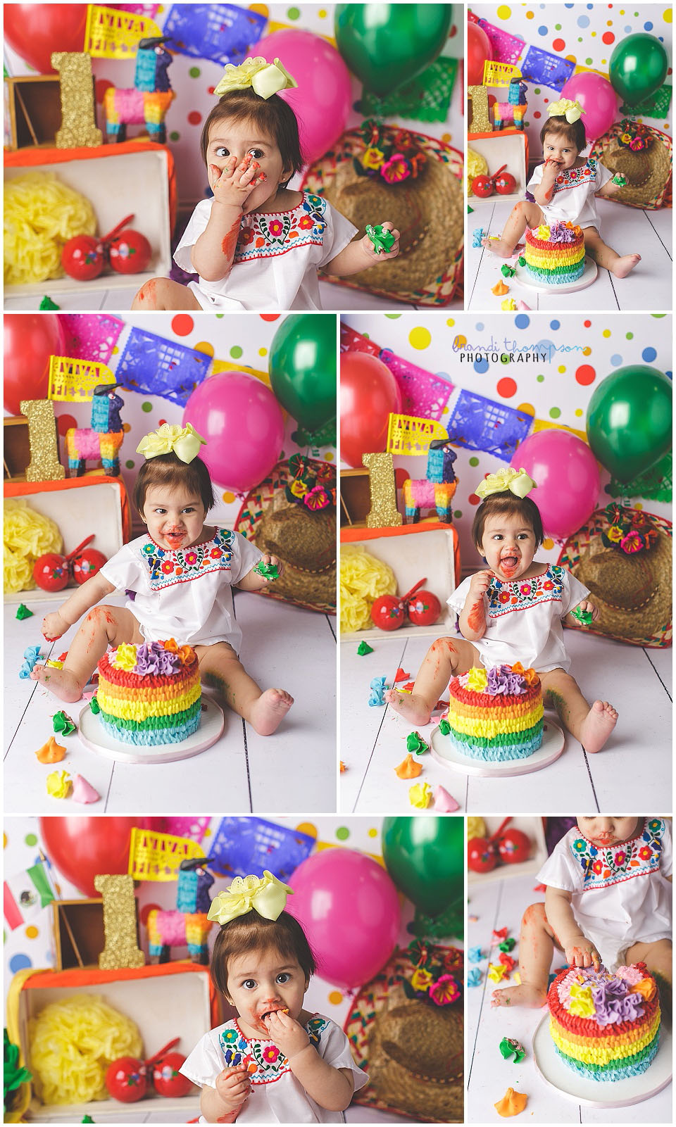 cinco de mayo Mexican themed cake smash session with a baby girl in a plano, tx studio