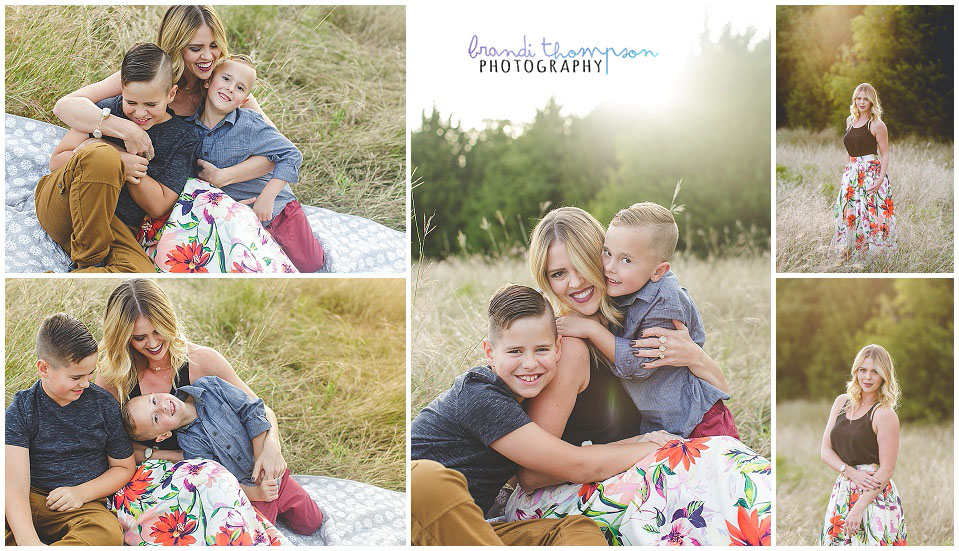 outdoor fall family session in Plano, tx at Arbor Hills Nature preserve, with mother and two sons
