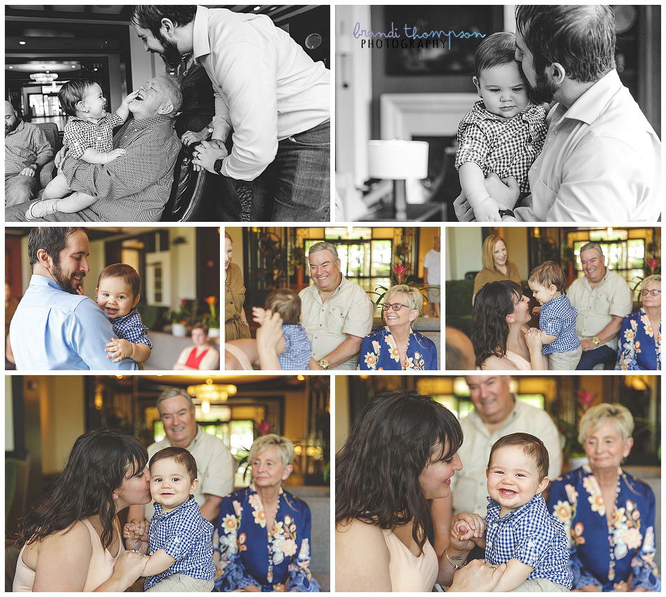 extended family session with two sets of grandparents in frisco, tx at a hotel