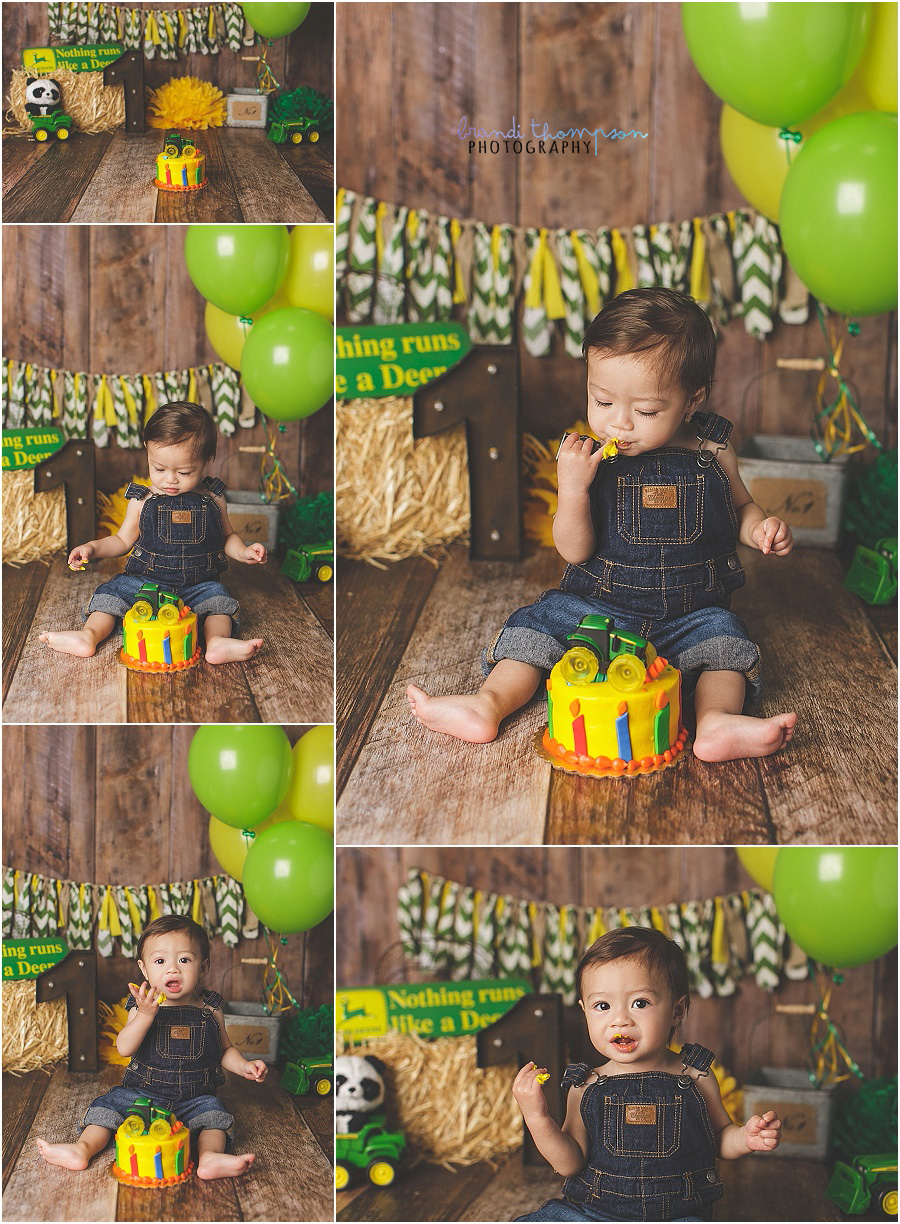 john deere cake smash in plano, tx photography studio