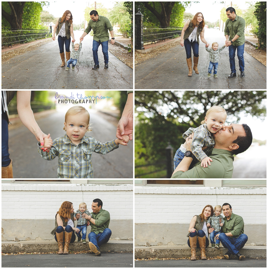 family session in downtown mckinney, tx with young child