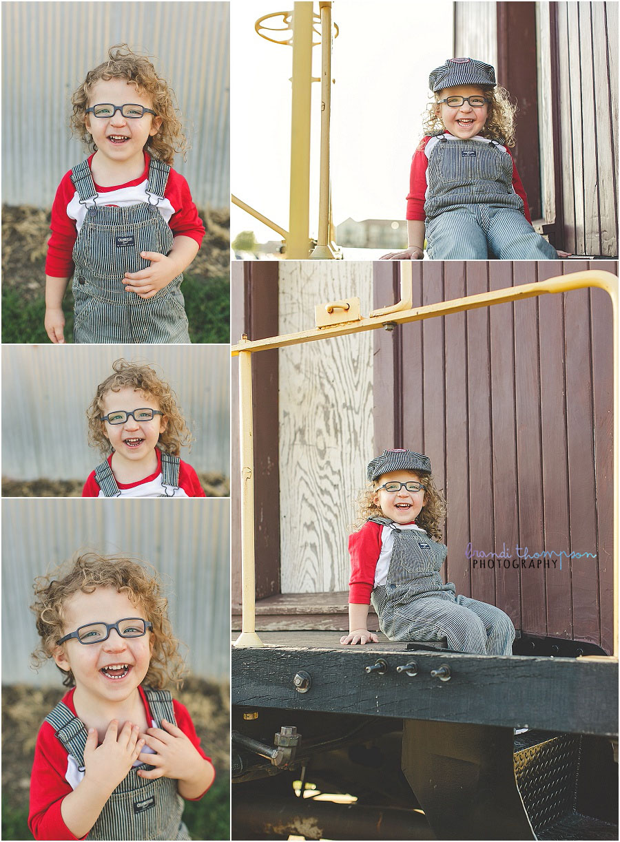 three year old portraits in Frisco, tx with train