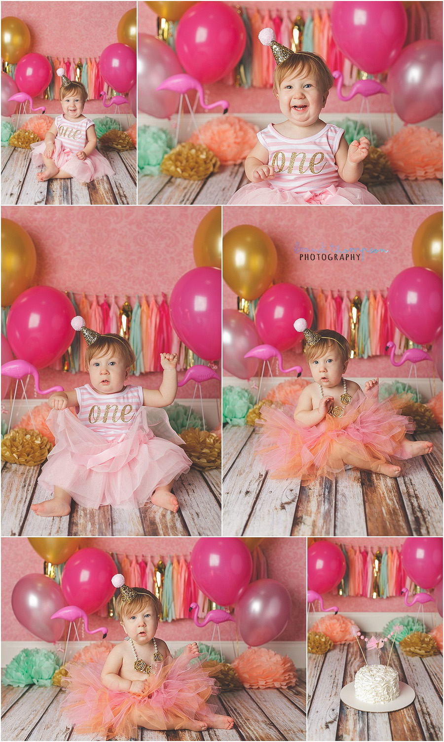 flamingo themed first birthday cake smash in plano, tx studio