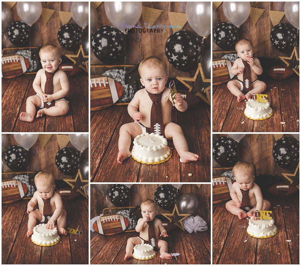 football themed cake smash session in plano, tx studio