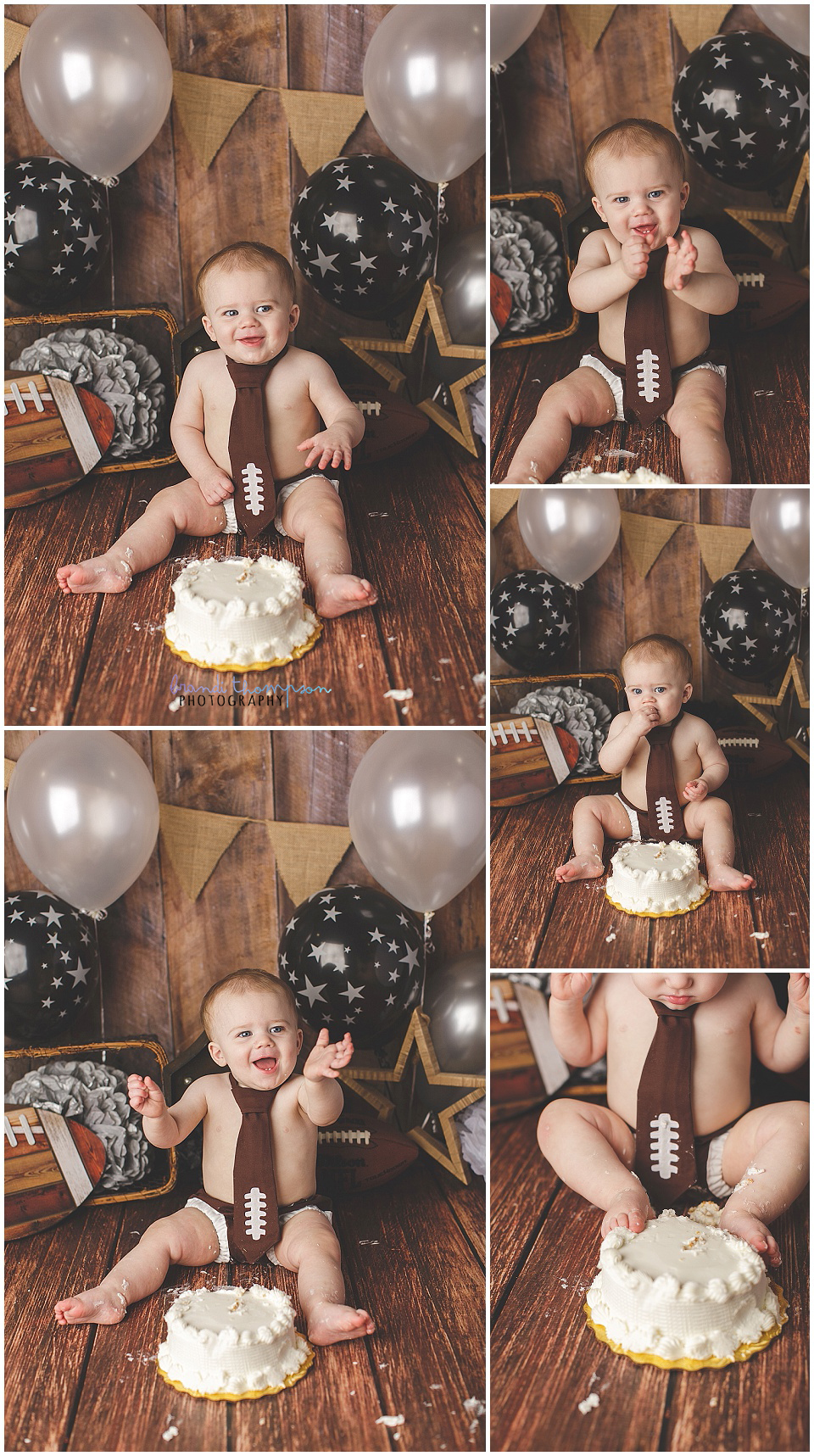 football themed cake smash session in plano, tx studio