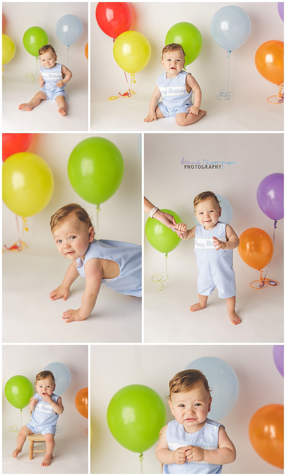 minimalist cake smash with multicolored balloons and baby boy, in plano, tx studio