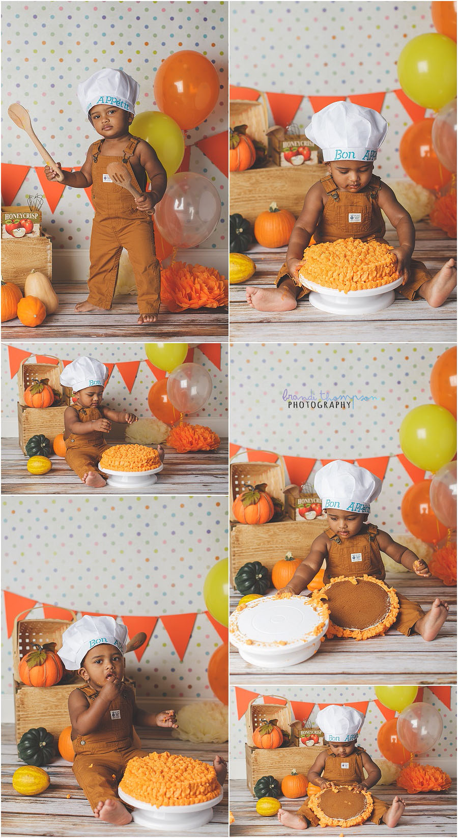 plano cake smash photographer, fall chef theme cake smash