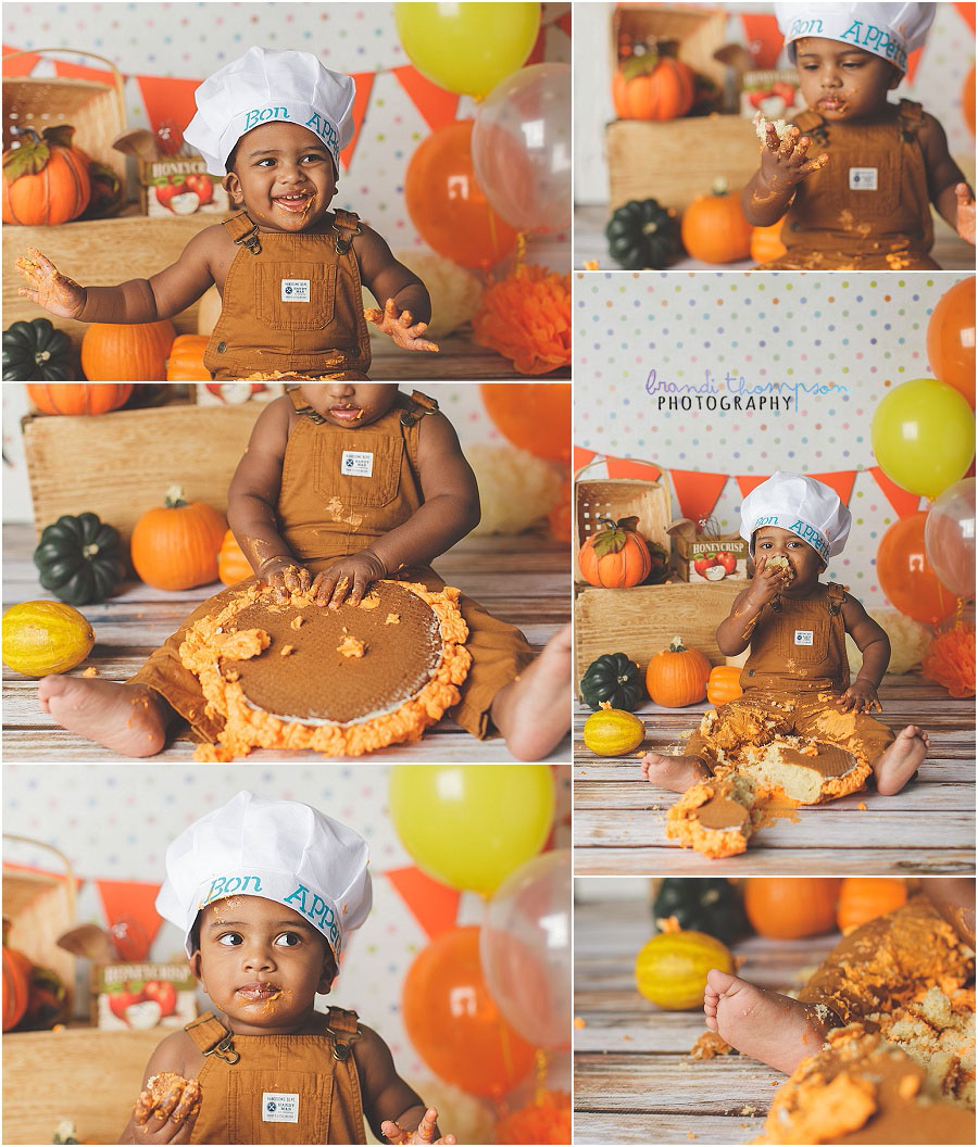 plano cake smash photographer, fall chef theme cake smash